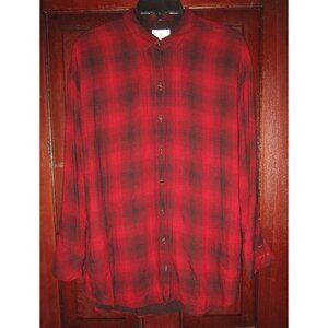 J. Jill M Tunic Shirt Top Blouse Button Plaid Double Cloth Pockets Long Soft Red